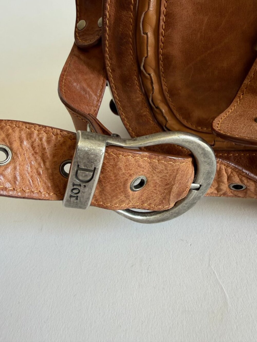 VINTAGE CHRISTIAN DIOR GAUCHO BROWN SADDLE BAG - Picture 14 of 16